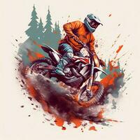 motocross freestyle in mountain vector logo photo