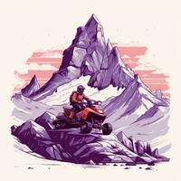 mountain with snowmobile illustration photo