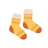 Knitted socks. Winter and autumn clothing. Hygge, cozy style. vector