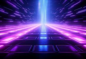 Ai Generative Neon illuminated futuristic backdrop realistic image, ultra hd, high design very detailed photo