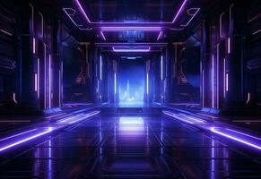 Ai Generative Neon illuminated futuristic backdrop realistic image, ultra hd, high design very detailed photo