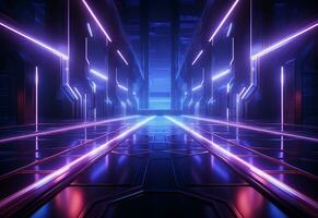 Ai Generative Neon illuminated futuristic backdrop realistic image, ultra hd, high design very detailed photo