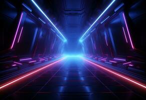 Ai Generative Neon illuminated futuristic backdrop realistic image, ultra hd, high design very detailed photo