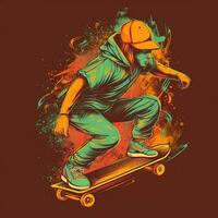 patineta ilustración diseño para camisetas foto