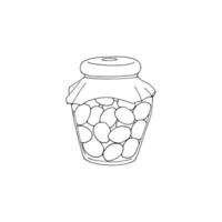 Hand-drawn olives in brine. Olives in a jar. Isolated food illustration on a white background vector