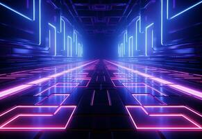 Ai Generative Neon illuminated futuristic backdrop realistic image, ultra hd, high design very detailed photo