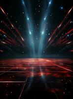 Ai generative Backdrop With Illumination Of Red Spotlights For Flyers realistic image ultra hd high design photo