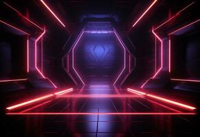Ai Generative Neon illuminated futuristic backdrop realistic image, ultra hd, high design very detailed photo
