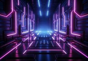 Ai Generative Neon illuminated futuristic backdrop realistic image, ultra hd, high design very detailed photo