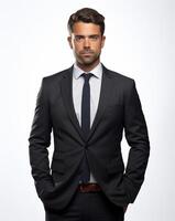 Ai generative Business man in a suit white transparent background photo