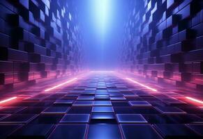 Ai Generative Neon illuminated futuristic backdrop realistic image, ultra hd, high design very detailed photo