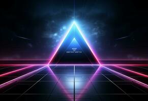 Ai Generative Neon illuminated futuristic backdrop realistic image, ultra hd, high design very detailed photo