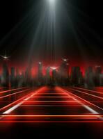 Ai generative Backdrop With Illumination Of Red Spotlights For Flyers realistic image ultra hd high design photo