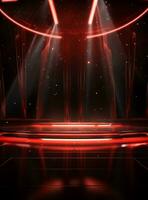 Ai generative Backdrop With Illumination Of Red Spotlights For Flyers realistic image ultra hd high design photo