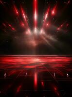 Ai generative Backdrop With Illumination Of Red Spotlights For Flyers realistic image ultra hd high design photo