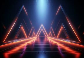 Ai Generative Neon illuminated futuristic backdrop realistic image, ultra hd, high design very detailed photo