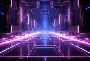Ai Generative Neon illuminated futuristic backdrop realistic image, ultra hd, high design very detailed photo
