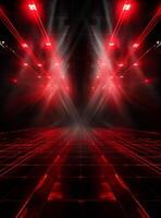 Ai generative Backdrop With Illumination Of Red Spotlights For Flyers realistic image ultra hd high design photo