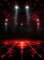 Ai generative Backdrop With Illumination Of Red Spotlights For Flyers realistic image ultra hd high design photo