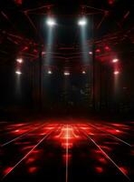 Ai generative Backdrop With Illumination Of Red Spotlights For Flyers realistic image ultra hd high design photo