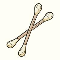 Vector doodle illustration of cotton swabs, personal care accessory.