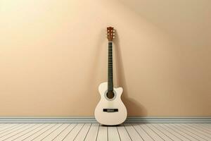 A symphony in simplicity Guitar, keys, and a white canvas in perfect balance. AI Generated photo