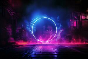 A striking gaming thumbnail features a vibrant blend of purple and blue neon AI Generated photo