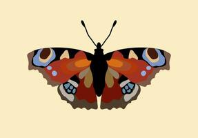 Peacock eye butterfly. Aglais io. Vector isolated illustration.