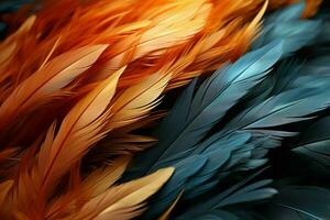 Closeup captures ethereal feather texture against a canvas of deep, mysterious darkness AI Generated photo