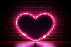 Glowing love A neon sign outlines a heart shape for romantic ambiance AI Generated photo