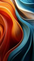 Abstract blue and orange waves create a mesmerizing wallpaper background. Vertical Mobile Wallpaper AI Generated photo