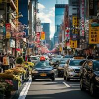 Vibrant and bustling urban scene photo