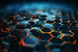 Explore the intricacies of a hexagonal graphic in vibrant 3D rendering AI Generated photo