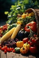 cosecha estación, cuerno de la abundancia, frutas, verduras, agricultores' mercado foto