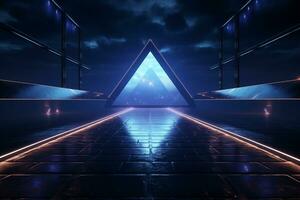 Futuristic ambience emerges within a void, 3D illustration creating sci-fi intrigue. AI Generated photo