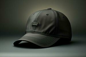 Explore a black baseball cap from four angles in this mock up presentation AI Generated photo