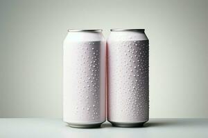 blanco fondo Destacar el refrescante seducir de cerveza latas ai generado foto