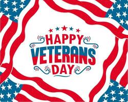 Happy Veterans Day lettering United state of America, U.S.A veterans day design. vector