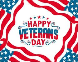 Happy Veterans Day lettering United state of America, U.S.A veterans day design. vector