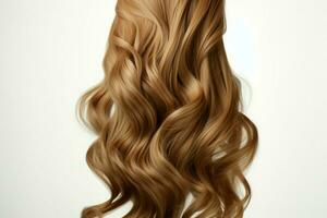 Curly elegance Long brown locks meet blonde hair part, a stylish design on white AI Generated photo