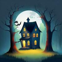 scary house at night halloween graphics photo