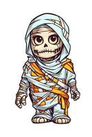 kawaii graphics funny halloween mummy on white background photo