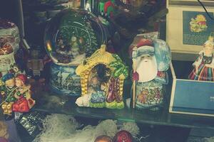 Polish hand-painted Christmas baubles on display, photo