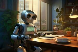 Small robot assistant. Generate Ai photo