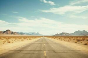 Empty car road desert. Generate Ai photo