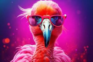 Unusual Flamingo pink glasses. Generate Ai photo