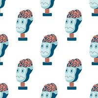Technology seamless pattern with humanoids robots. vector