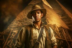 majestuoso antiguo egipcio pirámide hombre. generar ai foto