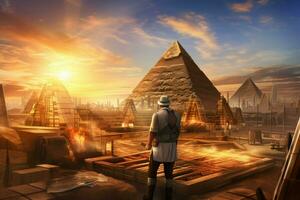 significativo antiguo egipcio pirámide hombre. generar ai foto