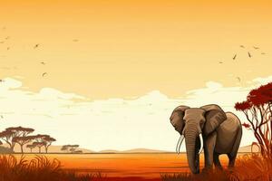 Enormous Elephant african savanna. Generate Ai photo